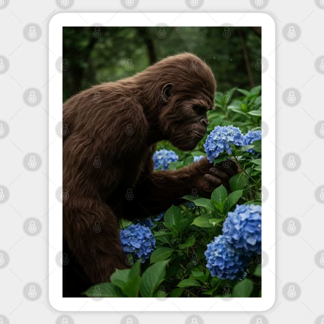 Bigfoot & Blue Hydrangea With Leaves Sticker by Megadorim